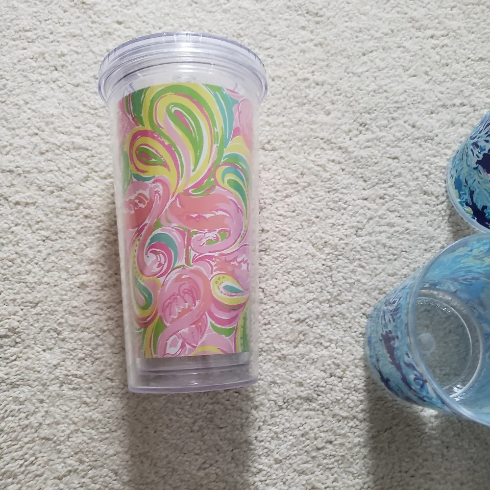 Lilly Pulitzer Set of Acrylic Tumbler and Drinking Cups